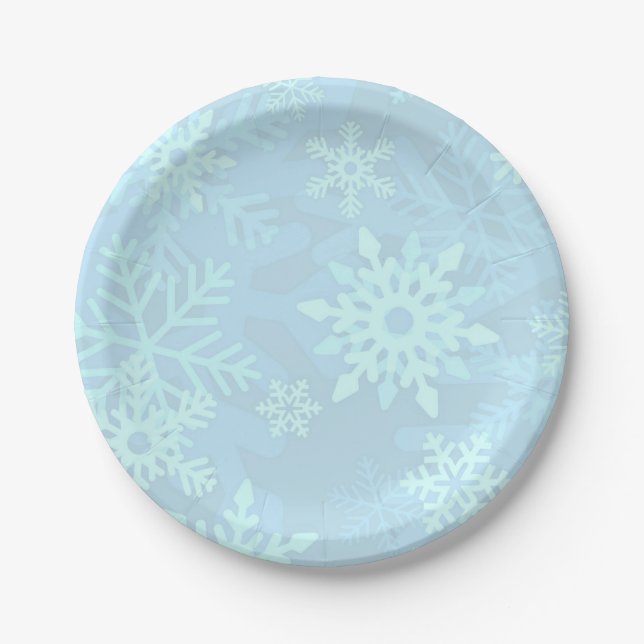 Christmas Blue Snowflakes Dessert Plates (Front)