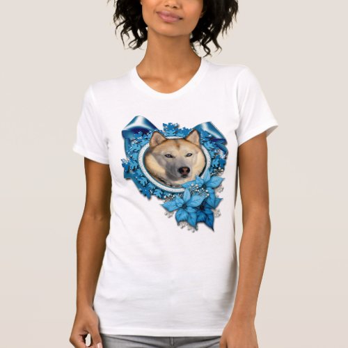 Christmas _ Blue Snowflakes _ Siberian Husky T_Shirt