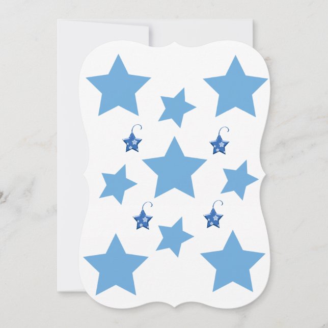 Christmas Blue Stars  Flat Greeting Card (Front)