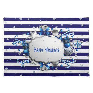 Christmas Blue Striped Placemat