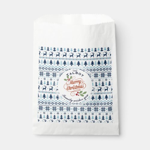 CHRISTMAS Blue Traditional personalized Favor Bag