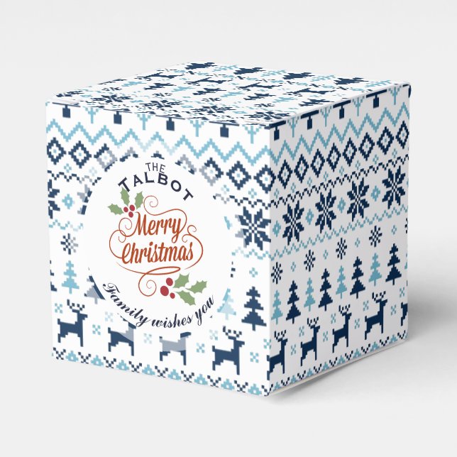 CHRISTMAS Blue Traditional personalized Favor Box (Front Side)