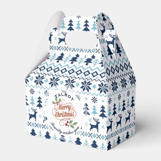 CHRISTMAS Blue Traditional personalized Favor G Boxes (Front Side)