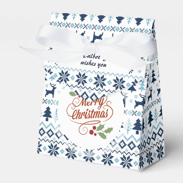 CHRISTMAS Blue Traditional personalized Favor tent Favor Boxes (Front Side)