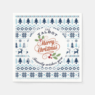 CHRISTMAS Blue Traditional personalized P Napkin