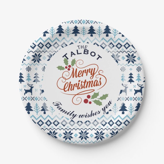 CHRISTMAS Blue Traditional personalized P Plate (Front)