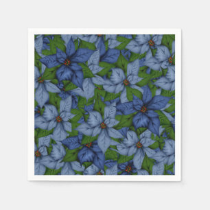Christmas Blue & Violet Poinsettias Napkins