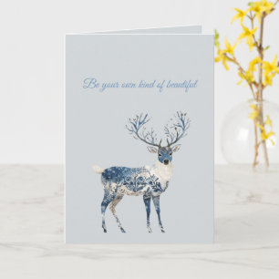 Christmas Blue White Chic Deer Card