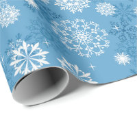 Christmas blue white snowflake pattern wrap wrapping paper