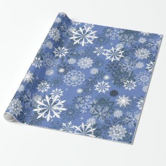 Christmas blue white snowflake pattern wrap wrapping paper