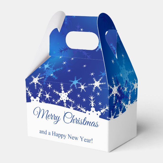 Christmas Blue Winter Snowflakes Favor Boxes (Front Side)