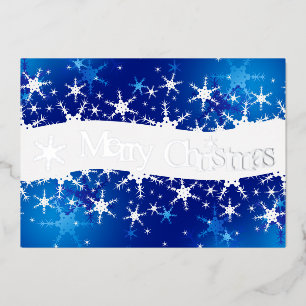 Christmas Blue Winter Snowflakes Foil Holiday Card