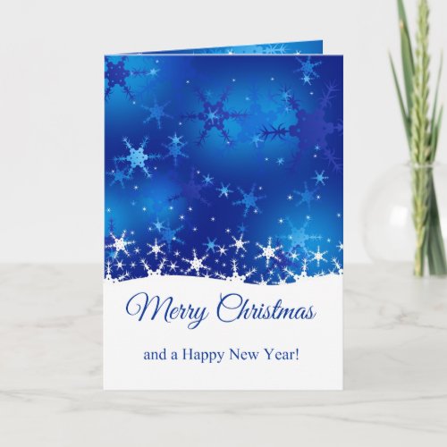 Christmas Blue Winter Snowflakes Holiday Card