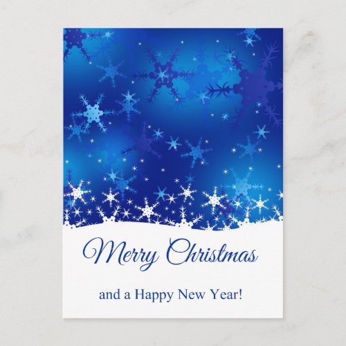 Christmas Blue Winter Snowflakes Holiday Postcard