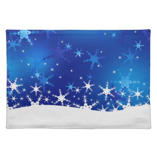 Christmas Blue Winter Snowflakes Placemat