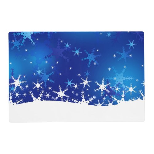 Christmas Blue Winter Snowflakes Placemat