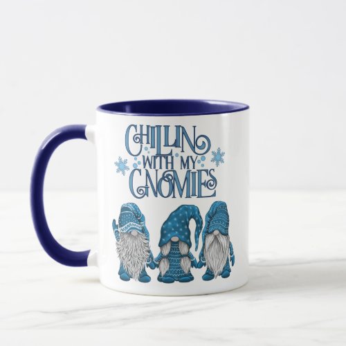 Christmas Blue Winter Trio chillin With My Gnomies Mug