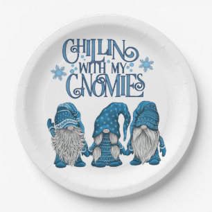 Christmas Blue Winter Trio Chillin With My Gnomies Paper Plates