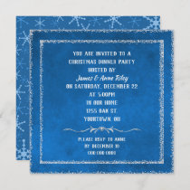 Christmas blue with glitter border invite