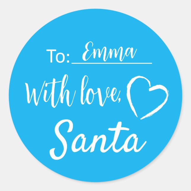 Christmas Blue With Love From Santa Sticker (Front)