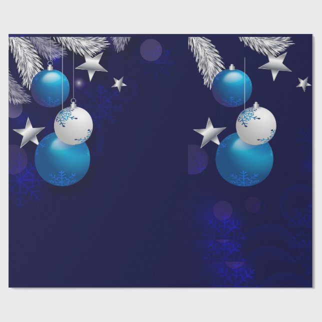 Christmas Blue Wrapping Paper (Flat)