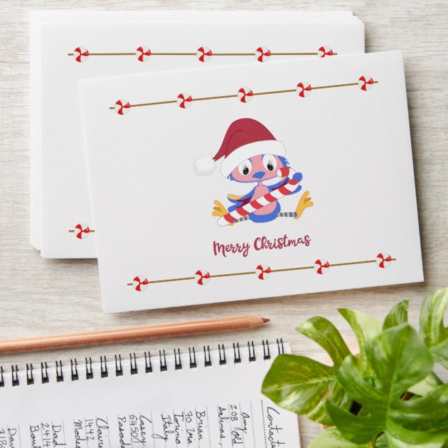 Christmas Bluebird Candy Decor Gift Envelope (Stacked)