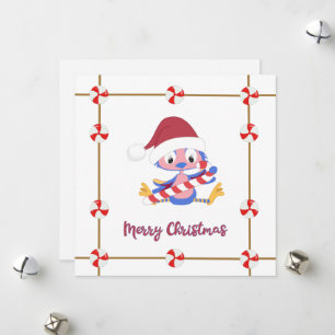 Christmas BlueBird Candy Frame Customizable Holiday Card