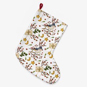 Christmas Bluejay Large Christmas Stocking