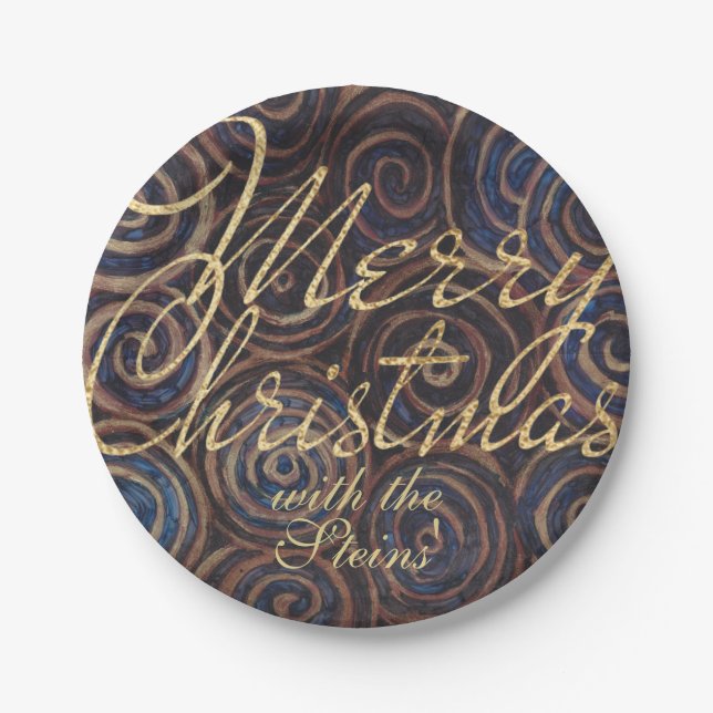 Christmas Blues and Gold Paper Plates (Front)