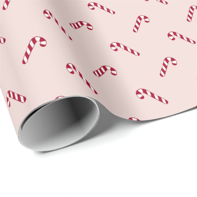 Christmas blush pink girly cute candy cane pattern wrapping paper (Roll Corner)