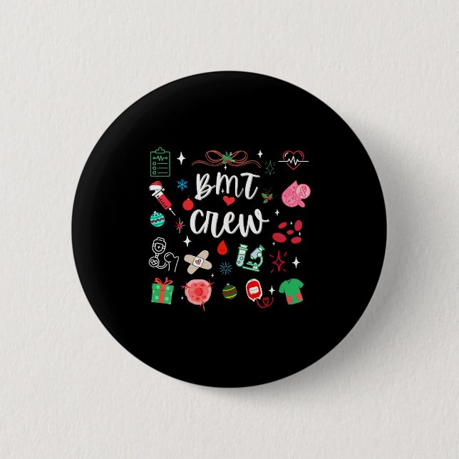 Christmas Bmt Crew Nurse Bone Marrow Transplant Nu Button (Front)