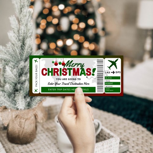 Christmas Boarding Pass Template  Surprise Trip