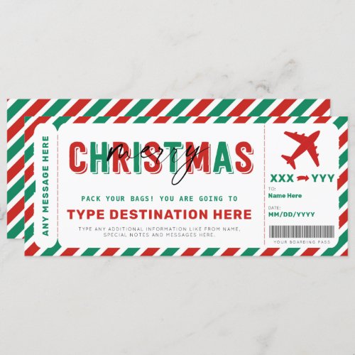 Christmas Boarding Pass Voucher Gift Ticket