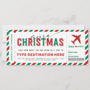 Christmas Boarding Pass Voucher Gift Ticket Invitation