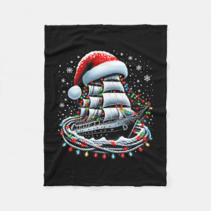 Christmas Boating Sailing Cruise Boat Surrounded B Fleece Blanket