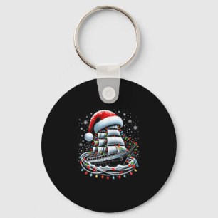 Christmas Boating Sailing Cruise Boat Surrounded B Keychain