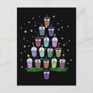 Christmas Boba Tea Gift Men Women Christmas Tree Postcard