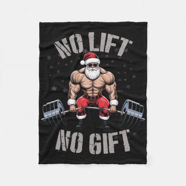 Christmas Bodybuilding Bodybuilder - Santa Weightl Fleece Blanket (Front)