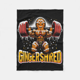Christmas Bodybuilding Gingershred Funny Gingerbre Fleece Blanket
