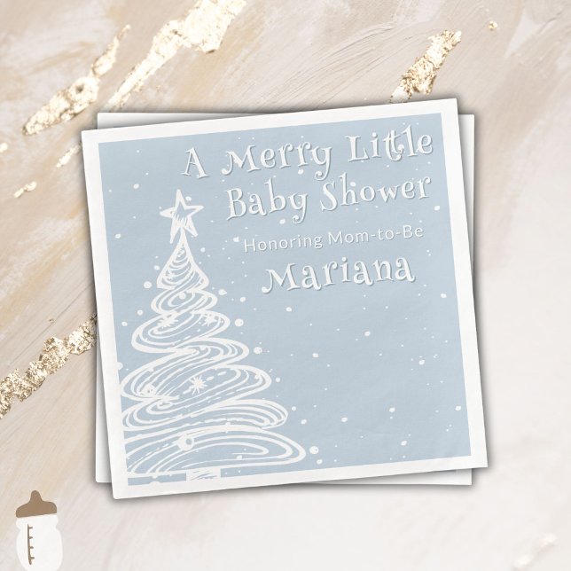 Christmas Boho Blue Boy Baby Shower Paper Dinner Napkins (Creator Uploaded)