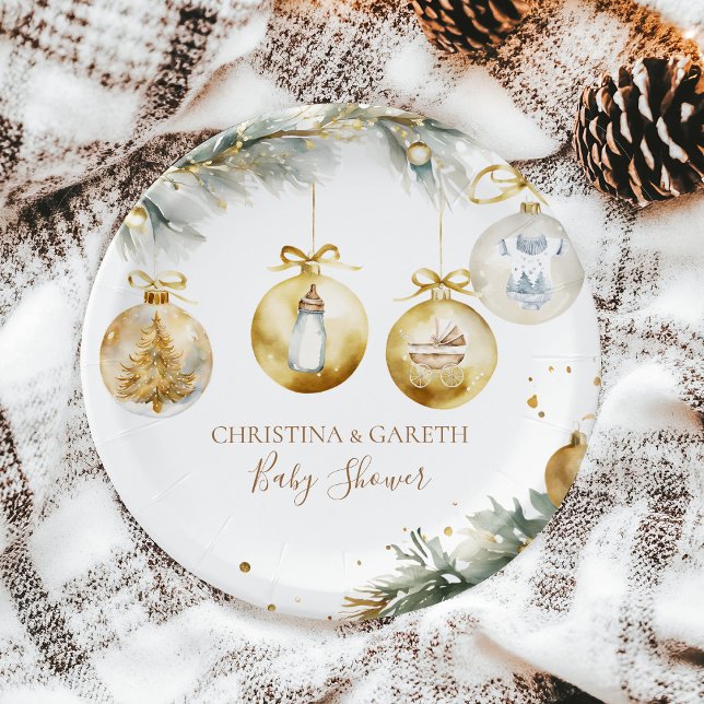 Christmas Boho Merry Little Baby Shower Paper Plates (Creator Uploaded)