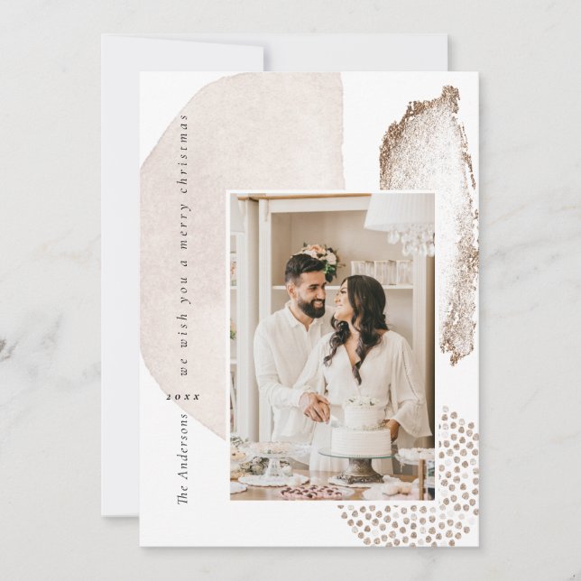 Christmas Boho Modern Geometric Photo Holiday Card (Front)