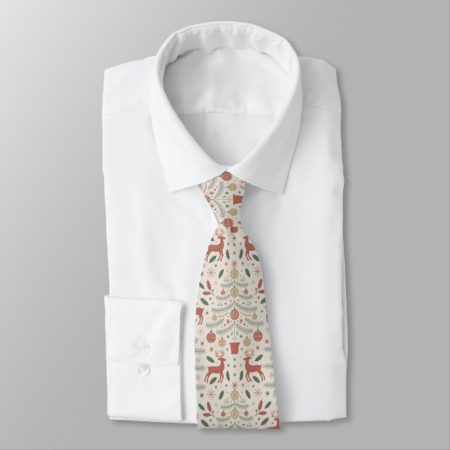 Christmas Boho Pattern Neck Tie (Tied)