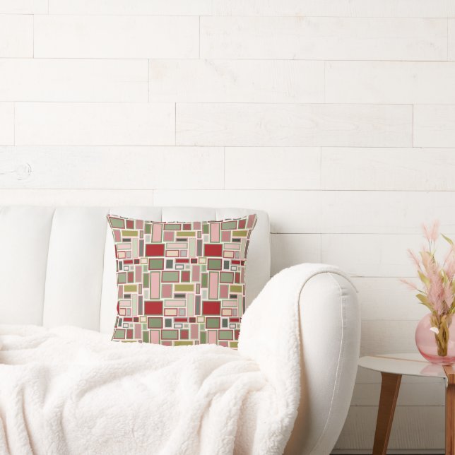Christmas Boho Rectangles  Throw Pillow (Couch)