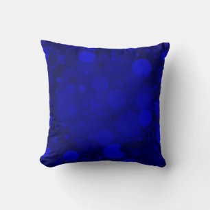Christmas Bokeh, Blue Square Throw Pillow
