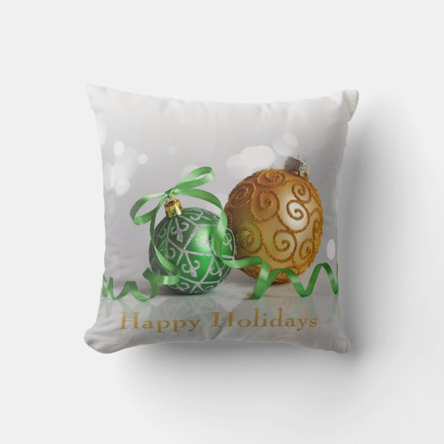 Christmas Bokeh Christmas Balls Throw Pillow (Front)
