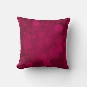 Christmas Bokeh, Magenta Square Throw Pillow