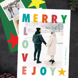 Christmas BOLD Modern MERRY LOVE JOY multi photo Holiday Card
