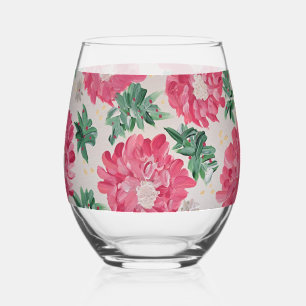 Christmas Bonanza Floral Stemless Wine Glass