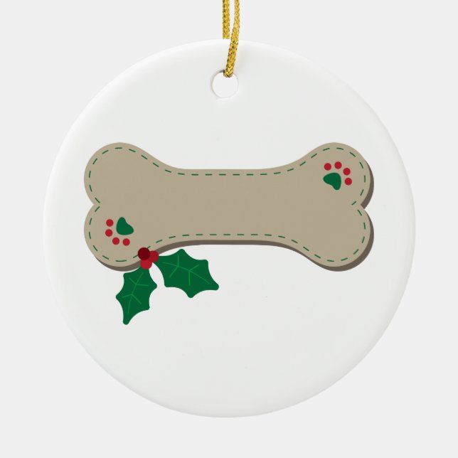 Christmas Bone Ceramic Ornament (Front)